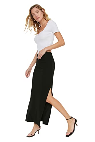 Trendyol Damska spódnica z dzianiny Maxi Bodycon Bodycon, Czarny, XS