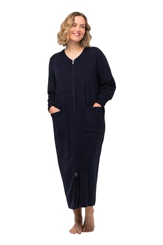 Ulla Popken Basic-Shirt, Knopfleiste, Regularna, Rundhalsausschnitt Koszula damska Długi rękaw, Ciemny niebieski, 50-52 Große Größen