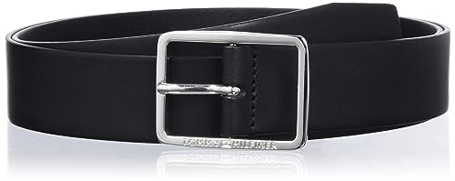 Tommy Hilfiger Męski pasek dżinsowy New Buckle 3.5, czarny, 110, Czarny