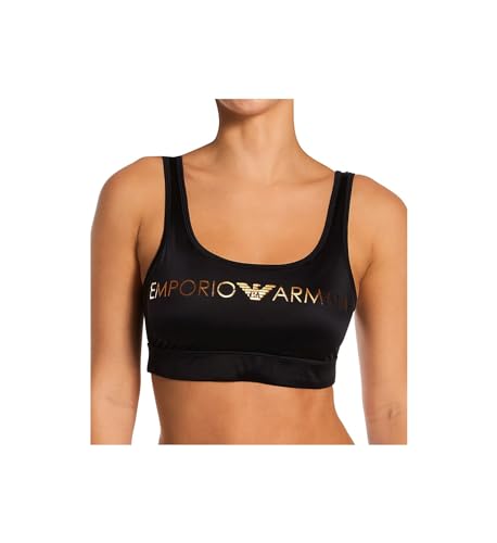 Emporio Armani Damski biustonosz Bralette Iconic z mikrofibry, czarny, S