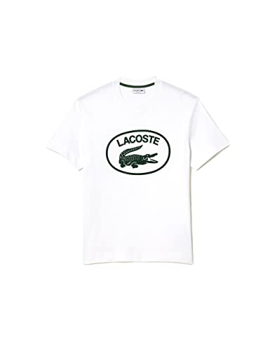 Lacoste Relaxed Fit Koszulka męska, Biały/Zielony, 3XL