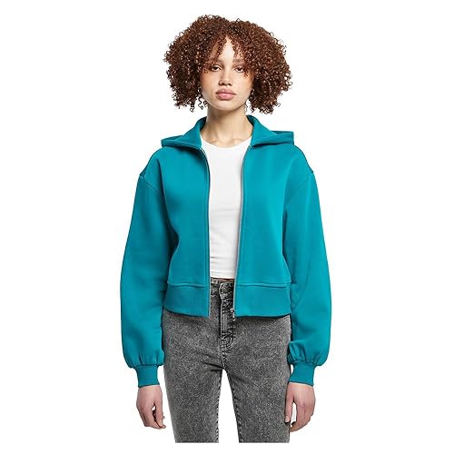 Urban Classics Damska bluza z krótkim zamkiem błyskawicznym, zielony, XL