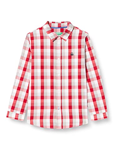 United Colors of Benetton Bluzka chłopięca Camicia 5DU6GQ00J, Rosso Fantasia Scozzese 93G, 98