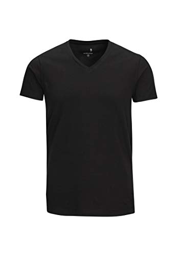 Seidensticker Męski t-shirt z krótkim rękawem, dekolt w serek, czarny, M, czarny, M