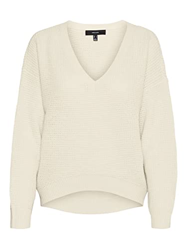 VERO MODA Damski sweter z dzianiny, dekolt w serek, brzoza, XS