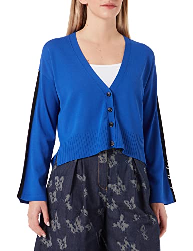 Love Moschino Damski sweter asymmentryczne długości kardigan, NIEBIESKI, 40