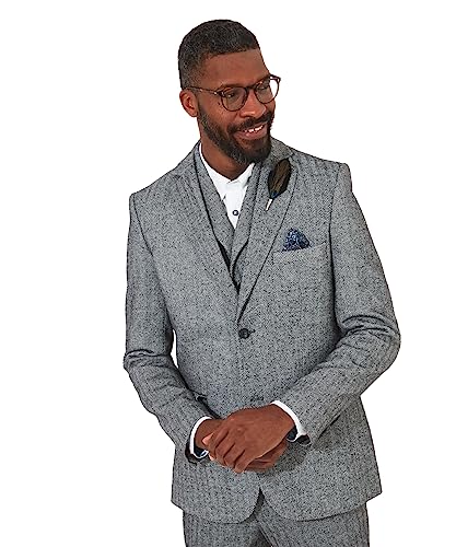 Joe Browns Męska marynarka w jodełkę, dopasowany krój, szary, 52