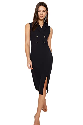 Trendyol Damska obcisła sukienka o regularnym kroju, czarna, 38, Czarny, 36