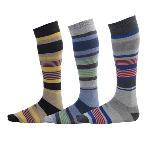 Pierre Henry skarpety za łydkę dla mężczyzn (9 par) | Kolorowe skarpetki Funky Dress | Bawełniane modne wzorzyste skarpetki OTC | ostre linie (rozmiar 38-44) (3 pary), Ostre linie