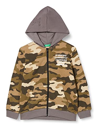 United Colors of Benetton Chłopięca bluza z kapturem z długim rękawem, Kamuflaż, brązowy, 60 g, 130