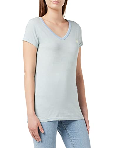 G-STAR RAW Damska koszulka z krótkim rękawem w paski Slim V T Wmn Ss, Multicolor (Faze Blue/Lemonade Stripe C483-d321), XS