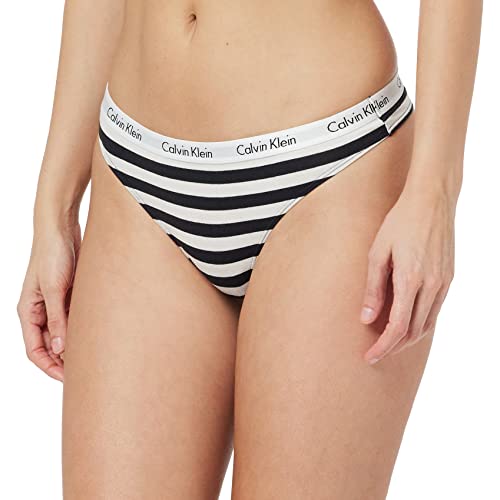 Calvin Klein - Idealnie dopasowane stringi - bielizna damska - beżowa - 72% poliamid, 28% elastan - logo Calvin Klein - niski stan - rozmiar XS, Rainer/Blue Graphite, XS