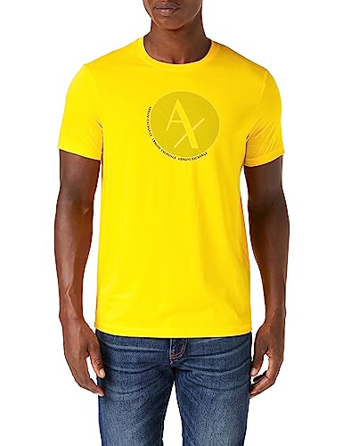 Armani Exchange Męski T-Shirt Slim Fit Circle Logon Ax Pima Cotton Tee, żółty, S