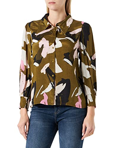 Damska koszula KAFFE Bluzka 3/4 Sleeve Printed Elegant, Jaszczurka/Różowy/Graficzny nadruk, 34