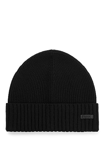 BOSS Męska czapka Fati Beanie, Black1, rozmiar uniwersalny, czarny (Black1), jeden rozmiar
