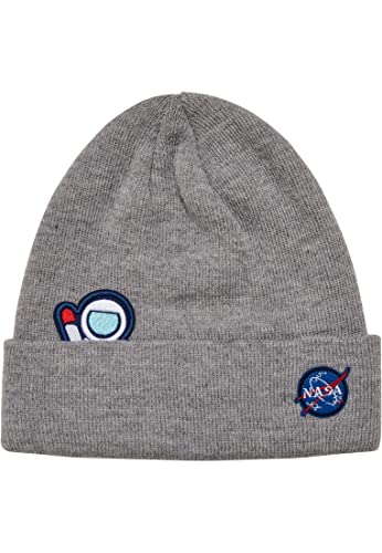 Mister Tee Czapka beanie NASA Embroidery Hat, szara, rozmiar uniwersalny, Heathergrey, jeden rozmiar