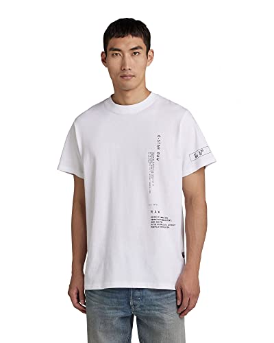 G-STAR RAW Męski T-shirt Multi Graphic Loose R T, Biały (White C336-110), XS