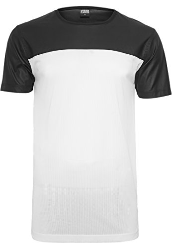 Urban Classics Męska koszulka piłkarska z siatką z długim dżerseju, Wielobarwny (Wht/Blk 00224), XL
