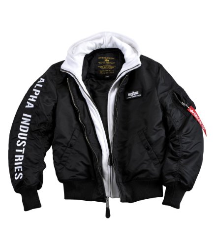 Alpha Industries Męska kurtka bomberka MA-1 D-Tec SE, czarno-biała, L, czarny/biały, L
