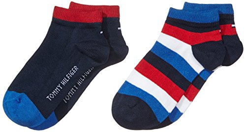 Tommy Hilfiger Skarpety dziecięce TH KIDS BASIC STRIPE QUARTER 2P 2-pak, Niebieski (Midnight Blue 563), 35-38