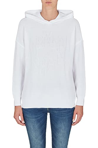 Armani Exchange Damska bluza z kapturem, z dzianiny z przodu, Optic. White, S, Optic. biały, S