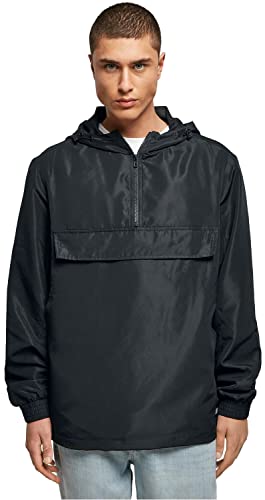 Urban Classics Męska kurtka z materiału pochodzącego z recyklingu, z kapturem, kurtka Recycled Basic Pull Over, wiatrówka dostępna w 2 kolorach, rozmiary XS-5XL, czarny, S