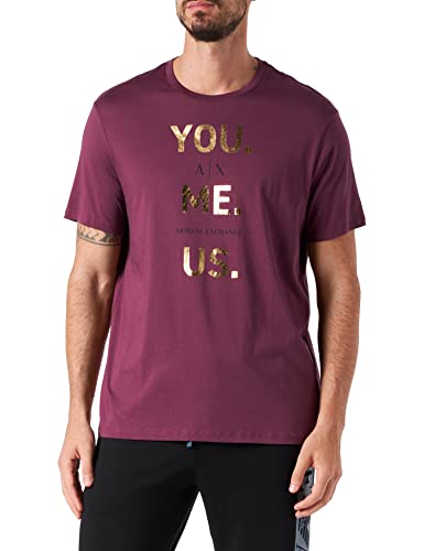 Armani Exchange You.me.us. Logo Foil Pima T-Shirt męski, Grape Wine, S