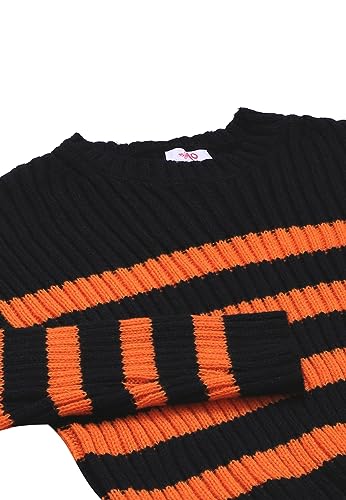 myMo Damski sweter w paski CZARNY POMARAŃCZOWY XS/S, czarny pomarańczowy, XS