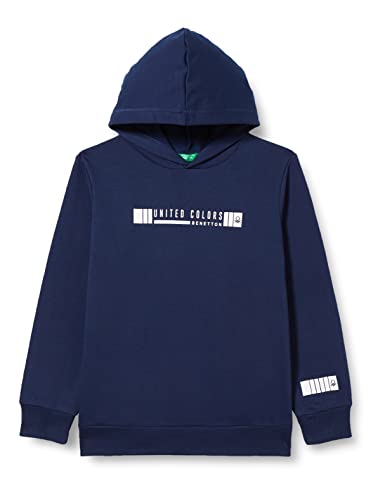United Colors of Benetton Chłopięca bluza z kapturem z długim rękawem, Ciemnoniebieski 252, 122