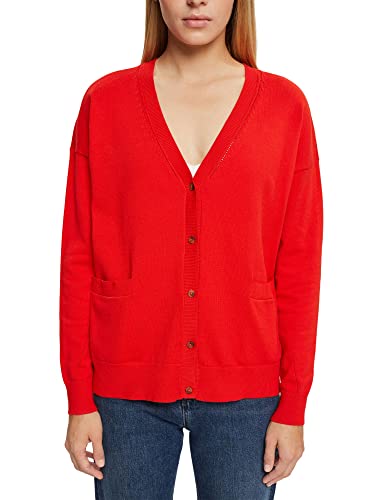ESPRIT Kardigan z kieszeniami, czerwony, S