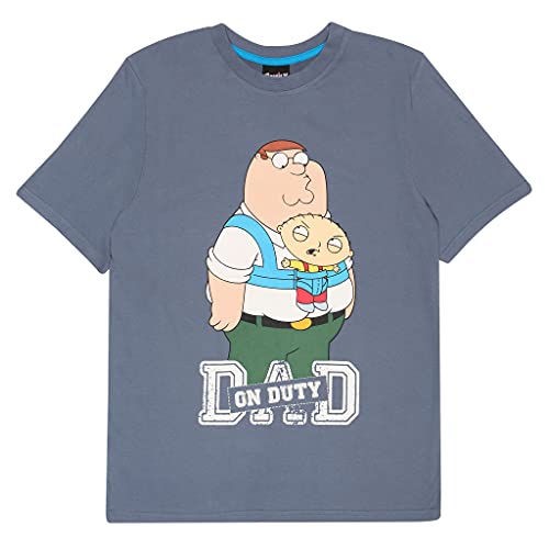 T-shirt męski z napisem Family Guy Dad On Duty | oficjalny produkt | Dzień Ojca, Peter Griffin, pomysł na prezent dla taty, Niebieski Indigo, 4XL