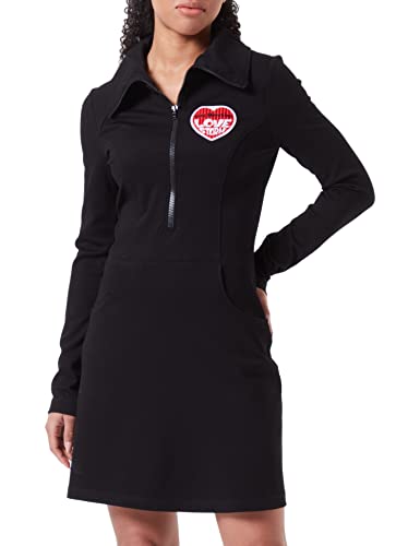 Love Moschino Damska sukienka z długim rękawem z emblematem, z naszywką w kształcie serca, czarny, 40