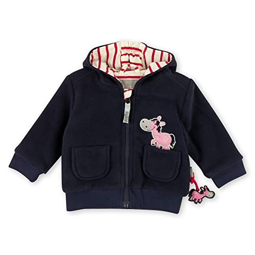 Sigikid Dziewczęca kurtka polarowa z kapturem, Niebieski/koń, 62 cm