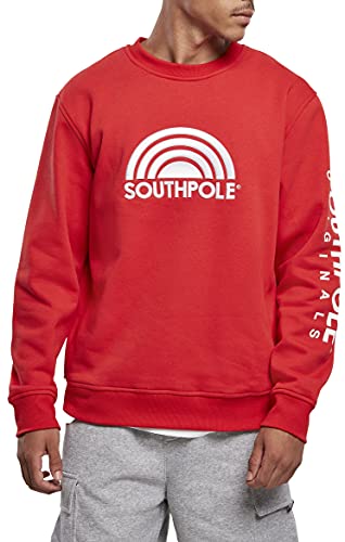 Southpole Bluza męska 3D Crewneck Sweater, sweter z haftem 3D dostępny w kolorze czerwonym i czarnym, rozmiary S - XXL, Sp Red, M
