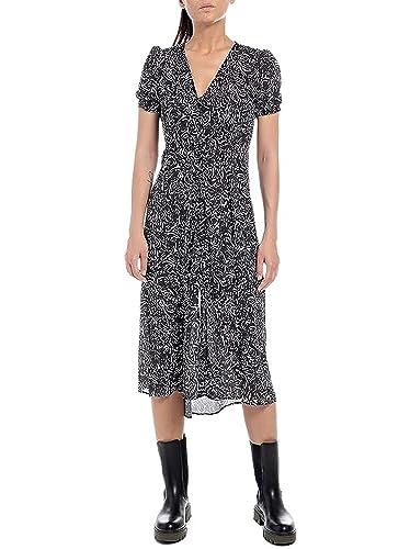 Replay Sukienka damska, 010 White/Black, XS