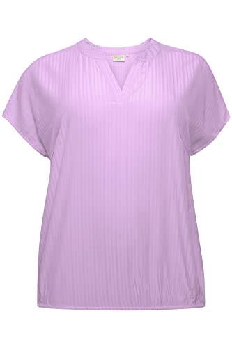 Kaffe Curve Plus Size Damska bluzka Luźny Fit Gathering Hem Krótkie rękawy, Lupine