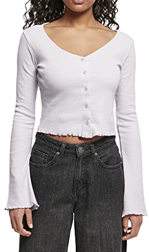 Urban Classics Damska bluza z kapturem typu cropped Rib Cardigan, Softlilac, 5XL