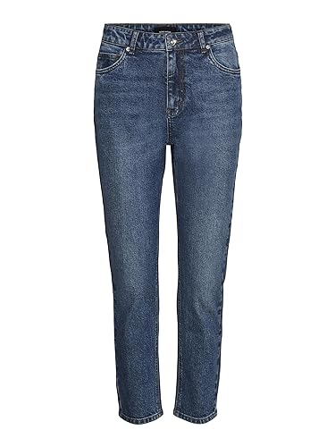 VERO MODA VMBRENDA dżinsy damskie o prostym kroju z wysokim stanem, niebieski (Dark Blue Denim), 26W / 34L