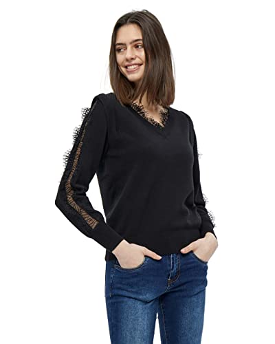 Desires Damski sweter koronkowy Kaiona, czarny, M