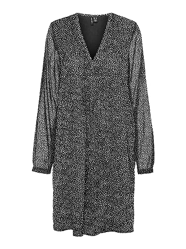 VERO MODA Damska sukienka Vmholly Ls Pleat Short Dress WVN Ga minisukienka, Black/Aop: joey Dot, XS