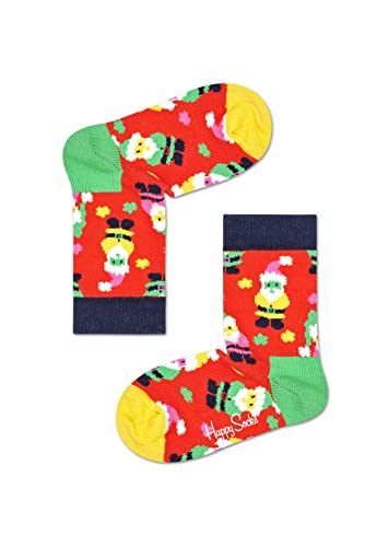 Happy Socks Kids Santa Sock, Skarpety dla dzieci, Zielony-Żółty-Fioletowy-Rosa-Biały (7-9Y)
