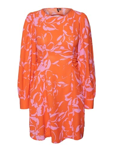 VERO MODA Vmpolliana Inge Ls Mini Dress WVN Ga sukienka damska, Scarlet Ibis/Aop: polliana, L