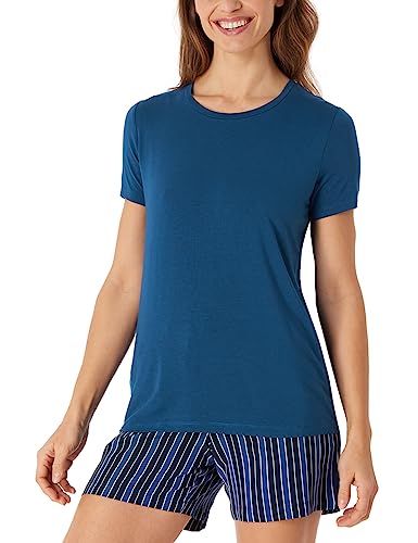 Schiesser Damska koszulka do spania z krótkim rękawem mieszanka modalu + relaks, granatowa, rozmiar 40, Navy, 40