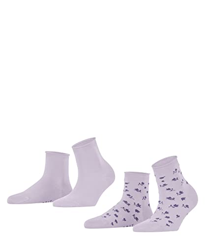 ESPRIT Kobiety Krótkie skarpety Mini Flower 2-Pack W SSO Bawełna z wzorem 2 Pak, Różowy (Anemone 6790), 39-42