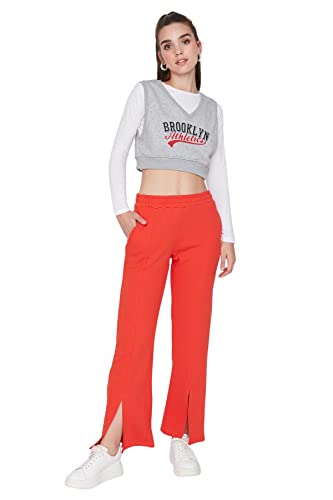 TRENDYOL Damskie spodnie Trendyol Męskie spodnie dresowe o średniej talii, Czerwony, M