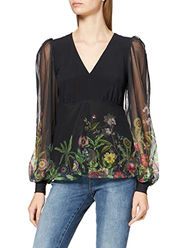 Desigual Koszulka damska z długim rękawem, Verde Botella, XS