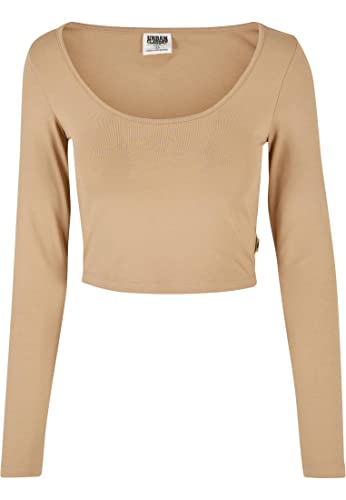 Urban Classics Panie Organic Cropped Longsleeve T-Shirt Damski, Beżowy (Unionbeige), L