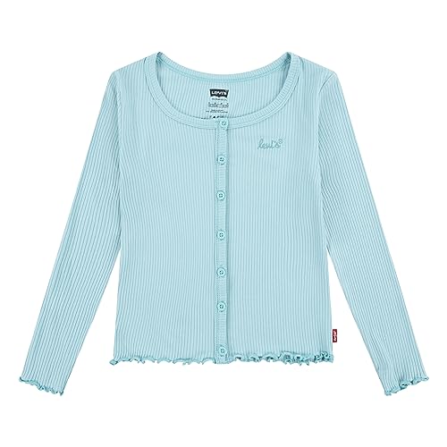 Levi's Dziewczęcy kardigan Lvg Solid Ls Scoop Neck Rib do 3ej294, Aqua Sea Blue, 8 lat