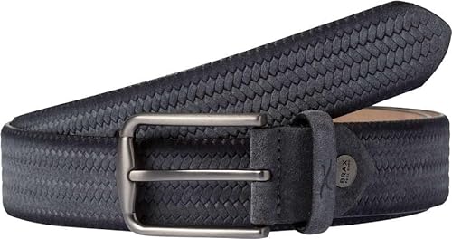 BRAX Męski pasek skórzany Haka w jodełkę z wytłoczonym paskiem, szary, 140