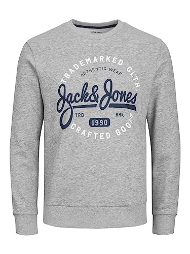 Bestseller A/S Sweter męski Jjmikk Sweat Crew Neck, Light Grey Melange/Print:big, S